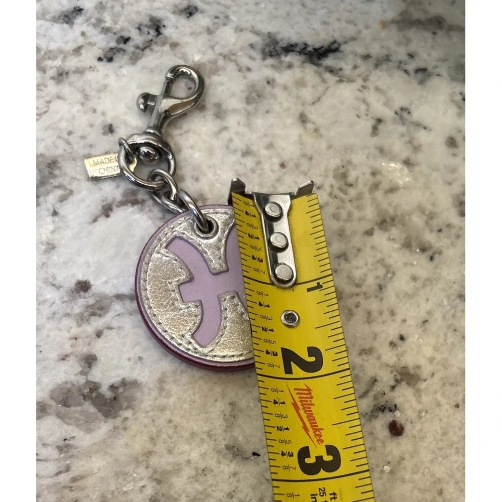 VTG Rare Limited Edition Coach Pisces Astrology‎ Charm Key Chain Pink Silver Y2K